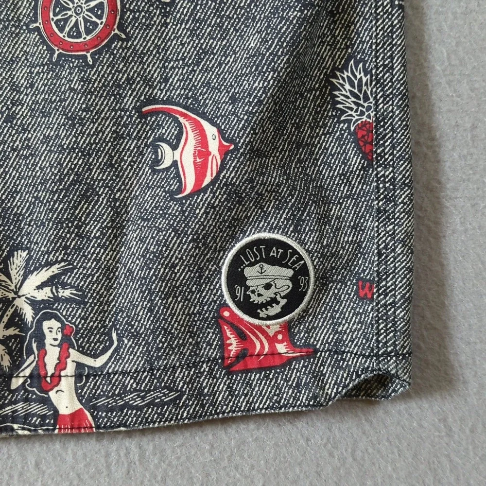 Lost Enterprises Lost At Sea Board Shorts Mens 33‎ Hula Girl Island Surf Trunks